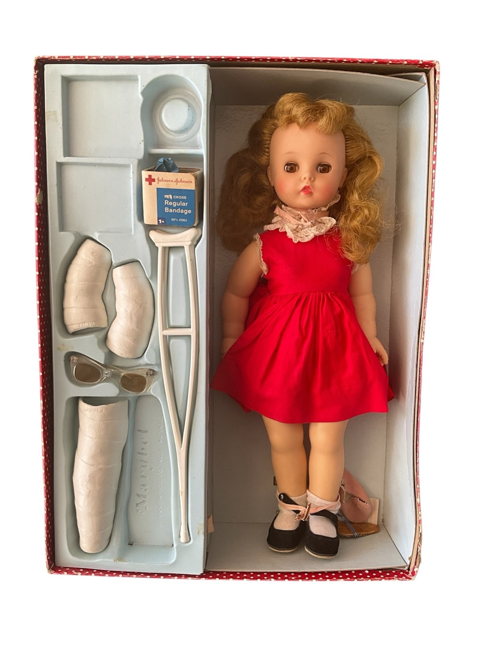 Madame Alexander Blonde Doll in Red Dress with Medical Accessories